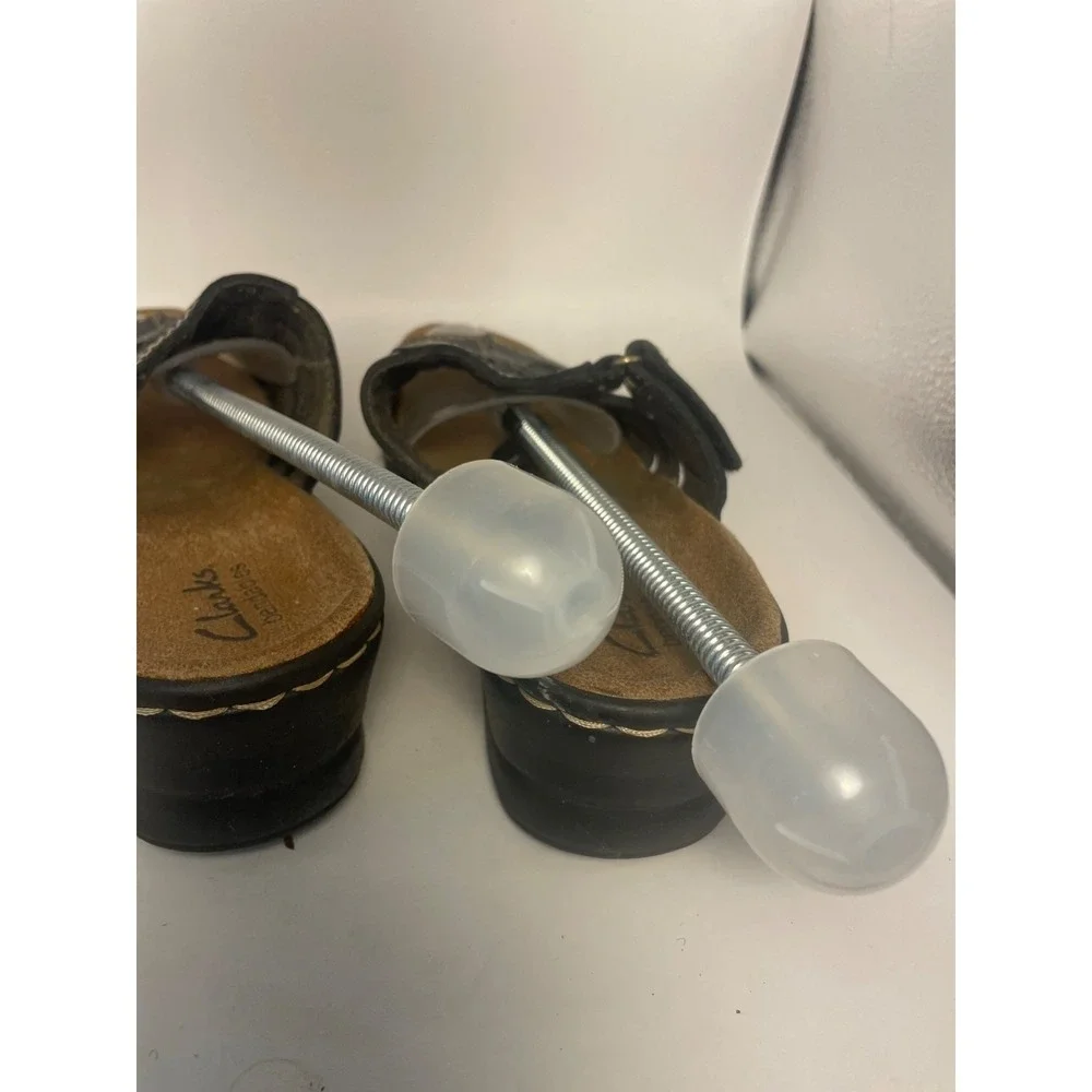 CLARKS Bendables Women's 6.5 Pewter leather Platform Wedge Sandals